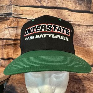 Vintage Interstate Batteries Cap Snapback Trucker Black Green Milano Hat Co